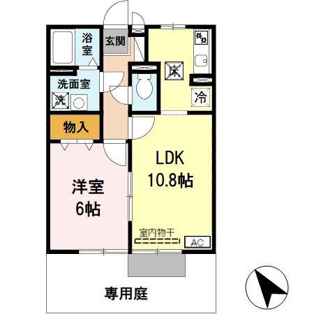プラシード(1LDK/1階)の間取り写真