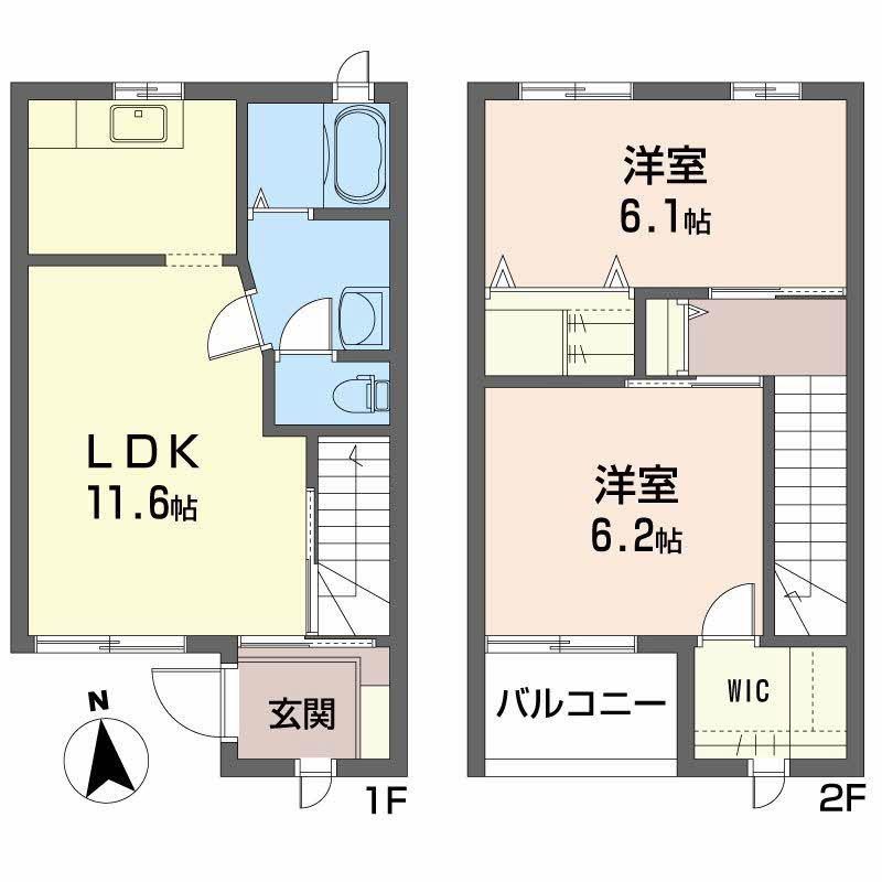 ドミール開成C(2LDK/1階)の間取り写真