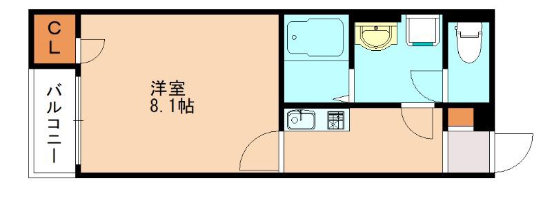 クレイノFLORA宇美II(1K/1階)の間取り写真