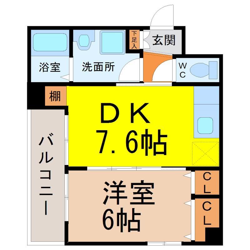 ガーディアン白金(1DK/9階)の間取り写真