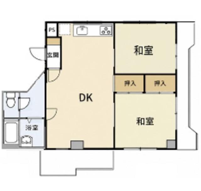 クロノス浦和駒場(2DK/2階)の間取り写真