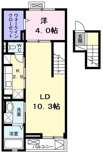 ミ・カーサ(1LDK/4階)の間取り写真