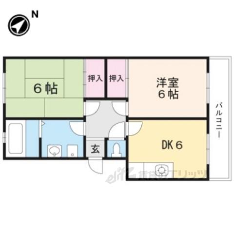 グランベールJIN(2DK/3階)の間取り写真