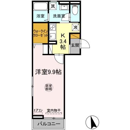 グランセレスタB(1K/2階)の間取り写真