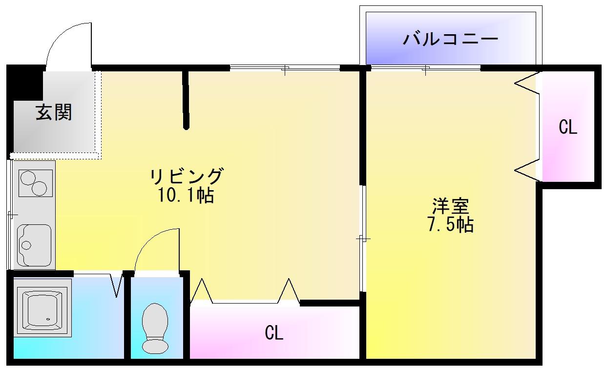 山本コーポ(1LDK/1階)の間取り写真