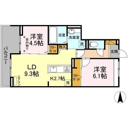 ラフォーレ弐番館(2LDK/2階)の間取り写真