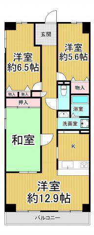 クレアール宝塚(3LDK/5階)の間取り写真