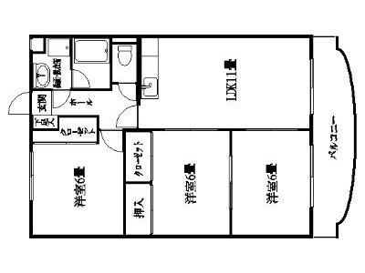グランドベージュI(3LDK/2階)の間取り写真
