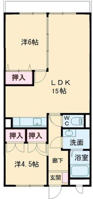 ライフ21 INA(2LDK/5階)の間取り写真