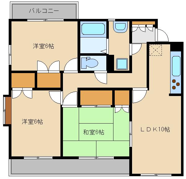 宮崎台マンション(3LDK/2階)の間取り写真