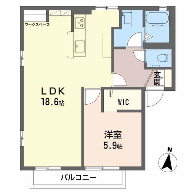 プランドール岩本A(1LDK/2階)の間取り写真