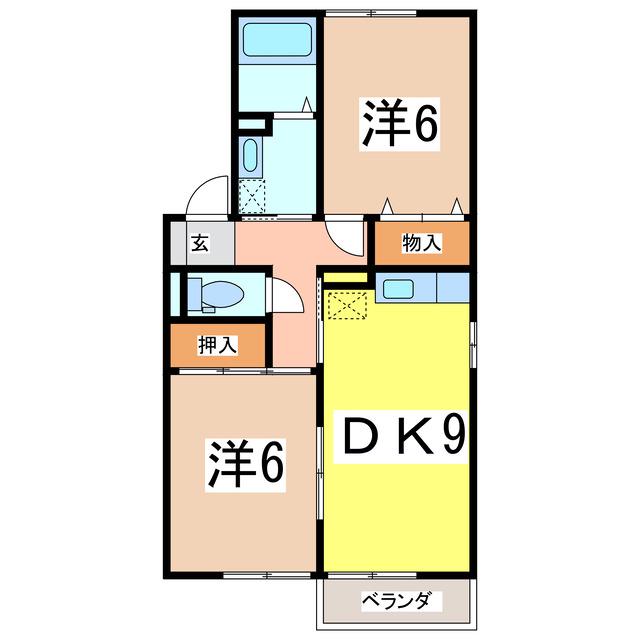 メゾンベール久野本B(2DK/2階)の間取り写真
