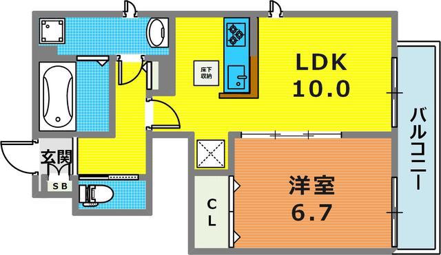 ハーバーコート神戸(1LDK/1階)の間取り写真