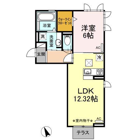 D-ROOM渋見町(1LDK/1階)の間取り写真