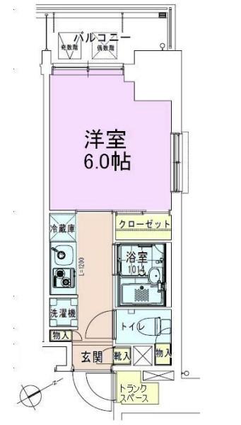 門前仲町レジデンス伍番館(1K/6階)の間取り写真