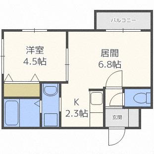 ル・ファール二十四軒II(1LDK/4階)の間取り写真