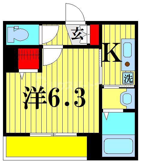 MELDIA松戸(1K/2階)の間取り写真