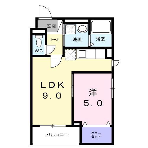ヒカルサ大阪南恩加島(1LDK/3階)の間取り写真