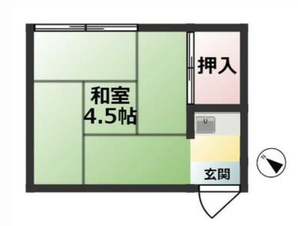 ユーハイム(ワンルーム/2階)の間取り写真