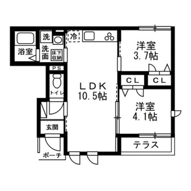 練馬区北町1丁目(2LDK/1階)の間取り写真