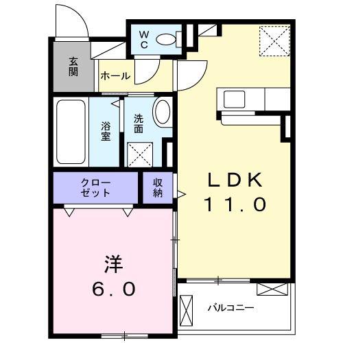 シャーンス杉道(1LDK/2階)の間取り写真