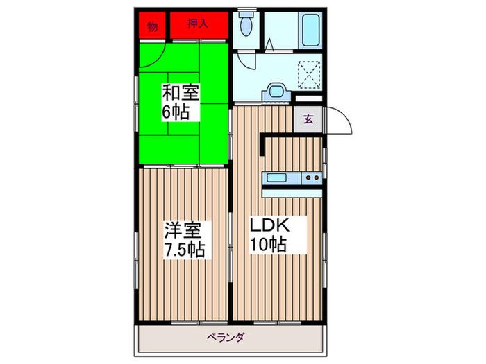 3セピアII(2LDK/1階)の間取り写真