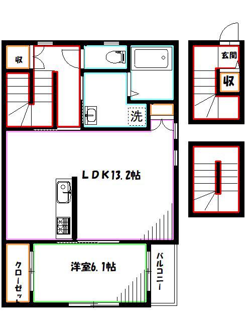 ムサシーノNI(1LDK/1階)の間取り写真