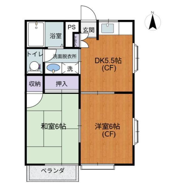 ストークウエタ(2DK/2階)の間取り写真