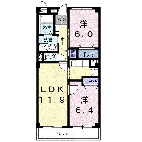 パラーシオ(2LDK/2階)の間取り写真
