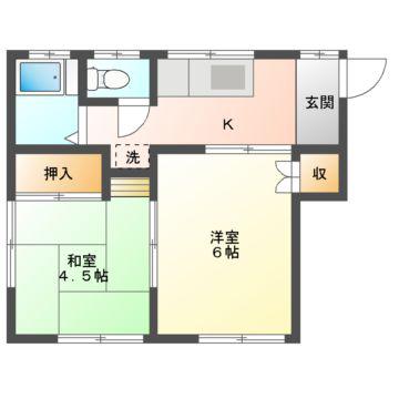 JR総武線 市川駅 徒歩5分 2階建 築53年(2K/1階)の間取り写真