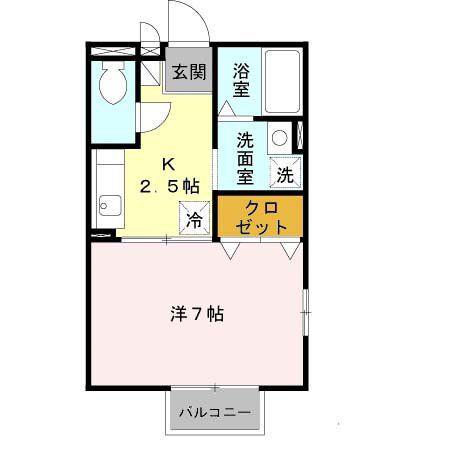 アミティエ山本(1K/2階)の間取り写真