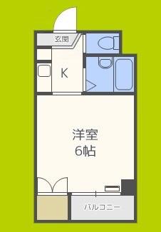 セラ北加賀屋B(ワンルーム/1階)の間取り写真