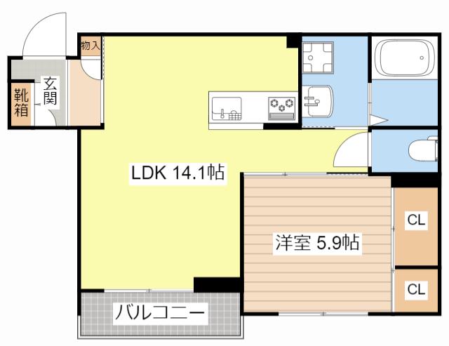 オリュゾン(1LDK/3階)の間取り写真