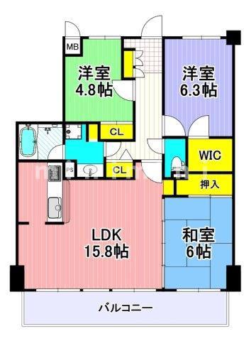 トーカンマンション新大江(3LDK/5階)の間取り写真