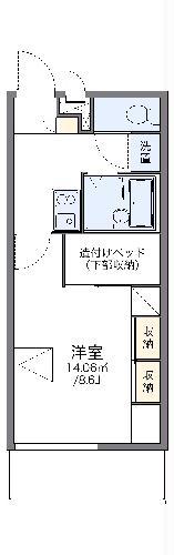 レオパレスコンフォール石橋B(1K/3階)の間取り写真