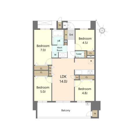 S-RESIDENCE愛宕サウス(4LDK/8階)の間取り写真
