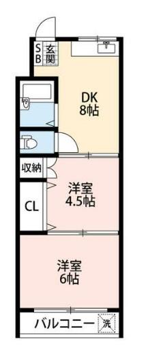 橋川ビル(2DK/4階)の間取り写真