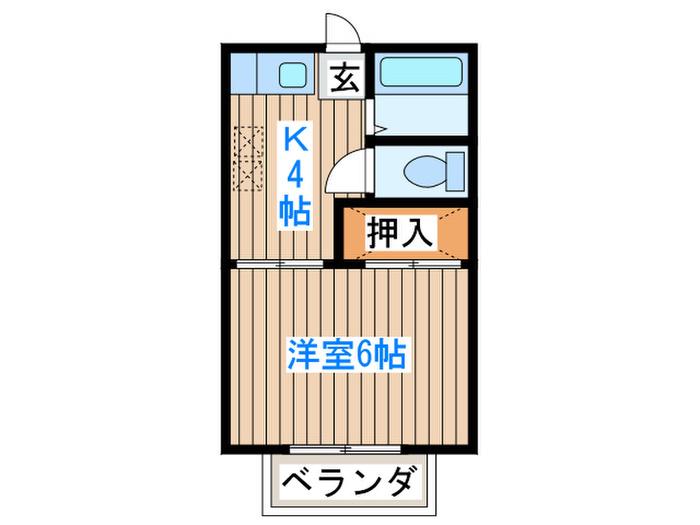 第1コーポナバタ(1K/2階)の間取り写真