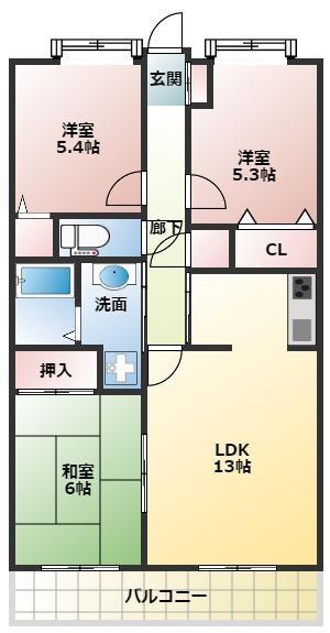 サントエストリア(3LDK/4階)の間取り写真
