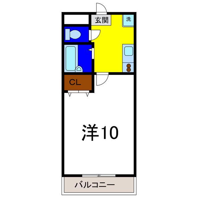 ヴィラージュII(1K/2階)の間取り写真