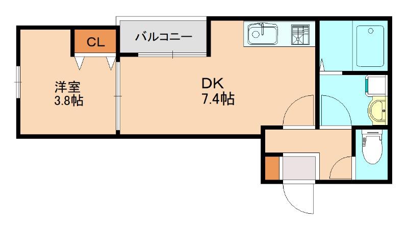 横手南町AP B棟(1LDK/3階)の間取り写真