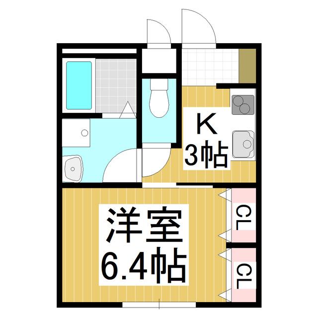 ラルーチェ中氷鉋(1K/1階)の間取り写真