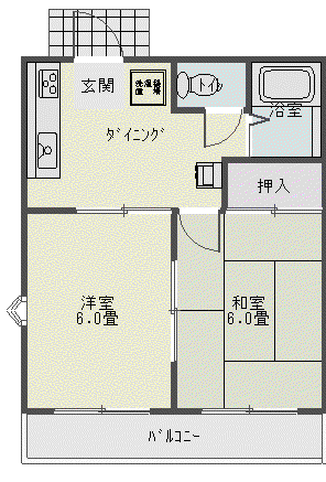 レジデンスヴィラ(2DK/1階)の間取り写真