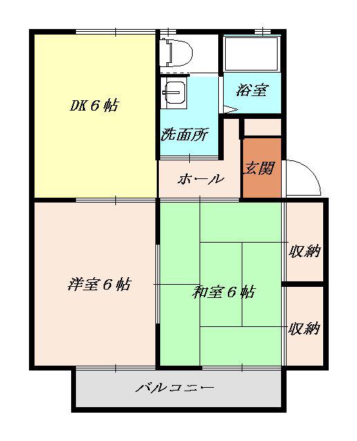 コーポ三橋(2DK/2階)の間取り写真
