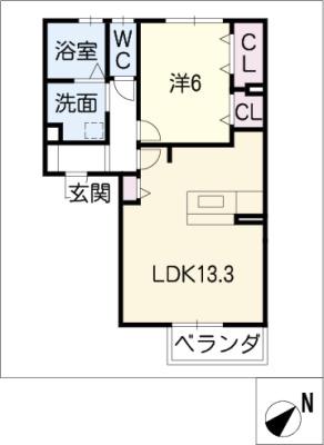 サンセール(1LDK/1階)の間取り写真