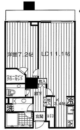 白金タワー(1LDK/12階)の間取り写真