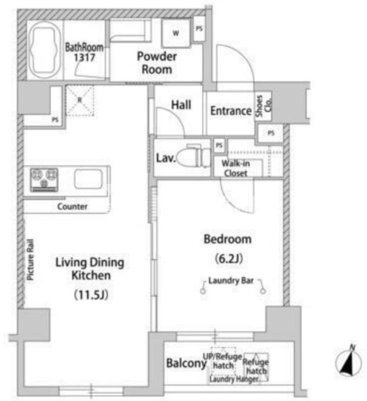 HOUSE AVENUE 柿の木坂(1LDK/2階)の間取り写真