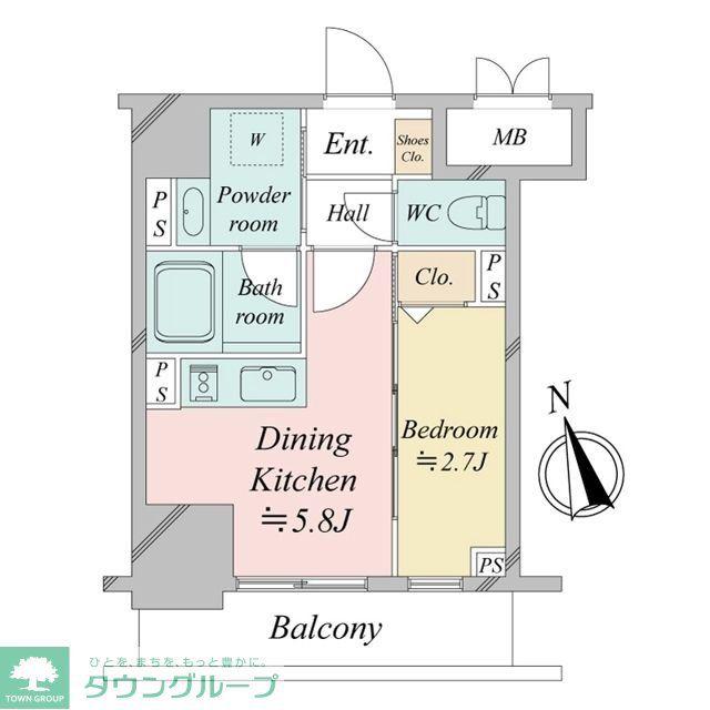 ドゥーエ銀座イーストI・II(1DK/3階)の間取り写真