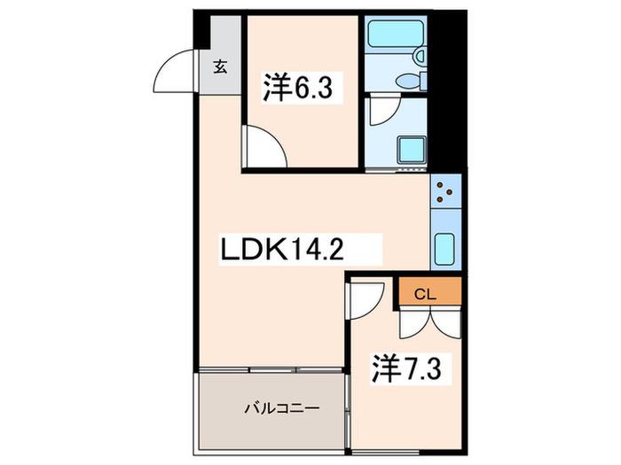 山手ビラ・ポルテ(2LDK/4階)の間取り写真