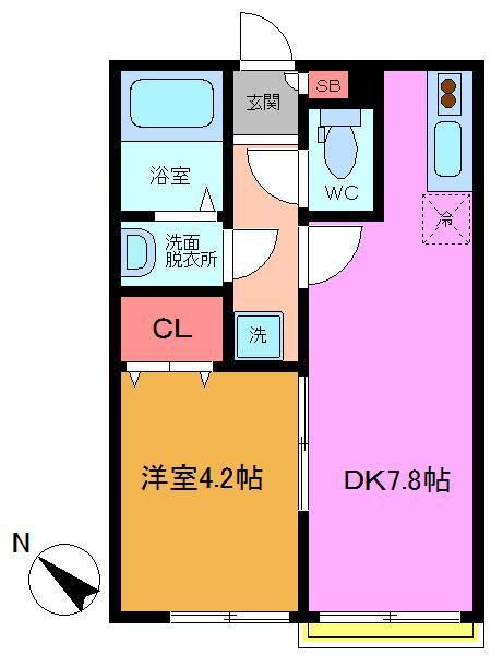 ヴェスタ市川A棟(1DK/1階)の間取り写真